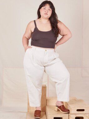 Big Bud Press Vintage Off-White Petite Trousers, Size 1XL